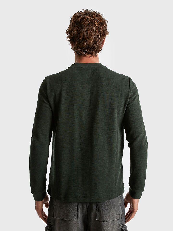 Long Sleeve Shield Embroidered Textured T-shirt