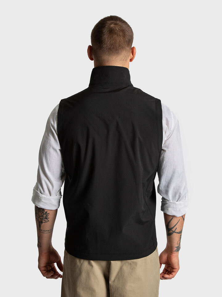 Fleece Lined Regular Fit Soft Shell Vest, True Black, hi-res image number 2