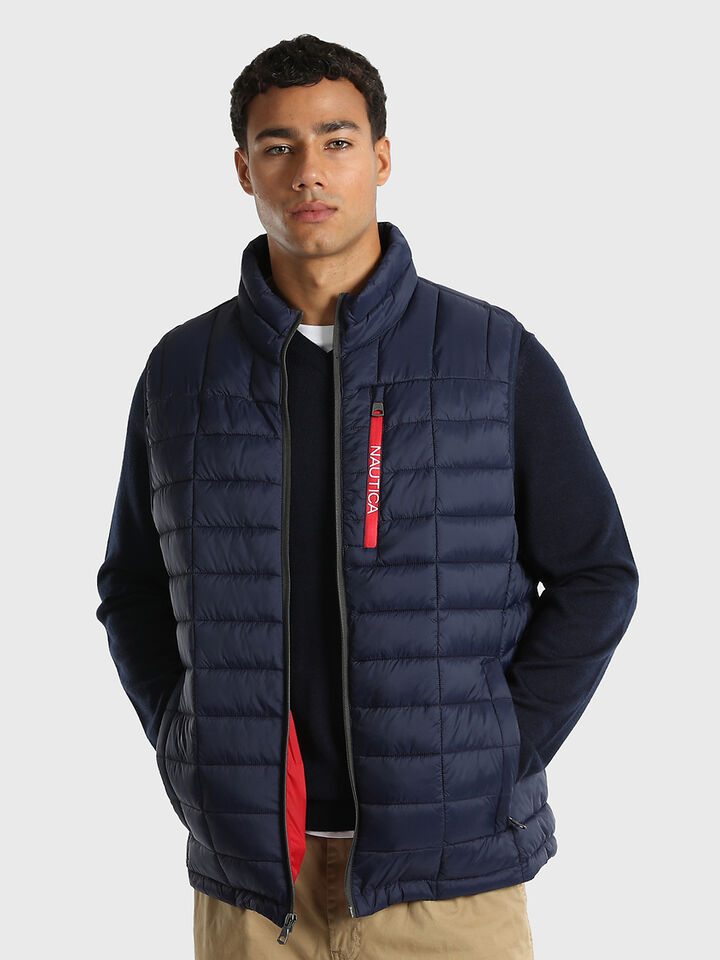 Nautica Essentials Lightweight Wellon Vest, Navy, hi-res image number 1