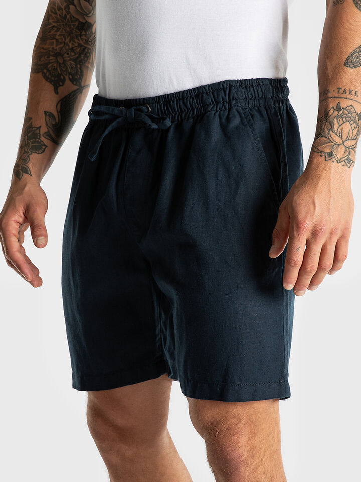 Regular Fit Linen Shorts, Navy Seas, hi-res image number 3