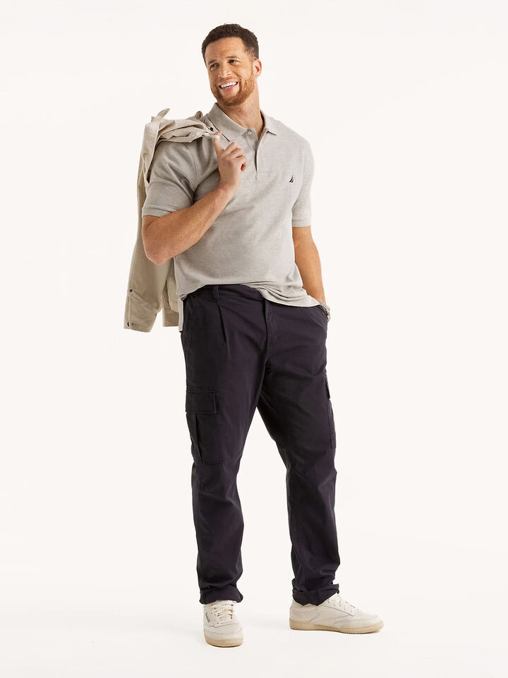 Big & Tall Essentials Pique Cotton Polo, Grey Heather, hi-res image number 3
