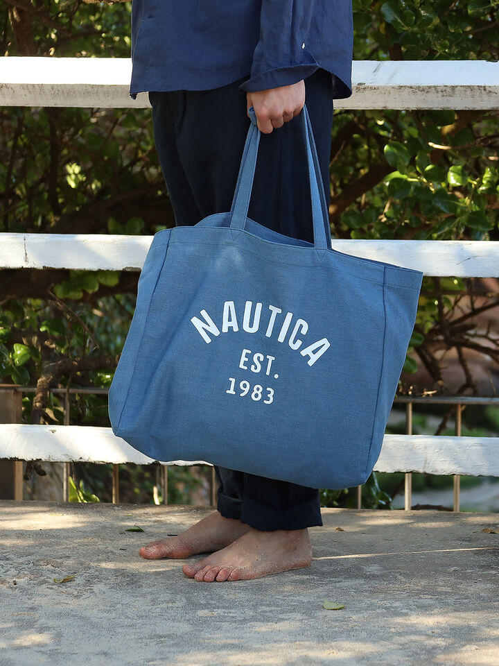 Nautica Denim Tote Bag, Blue, hi-res image number 4
