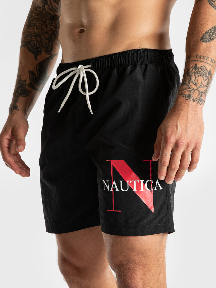 Vintage Logo 6" Swim Shorts, True Black, hi-res image number 3