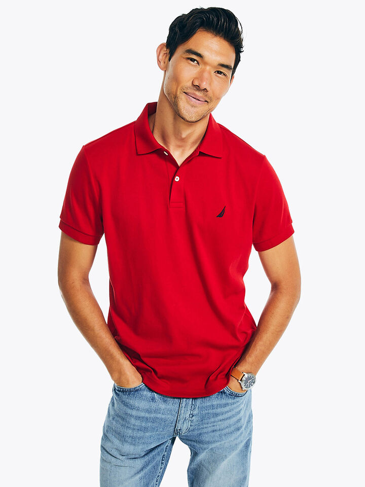 Nautica Essentials Interlock Slim Fit Polo, Nautica Red, hi-res image number 1
