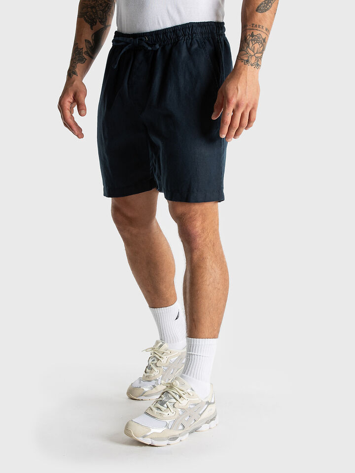 Regular Fit Linen Shorts, Navy Seas, hi-res image number 1