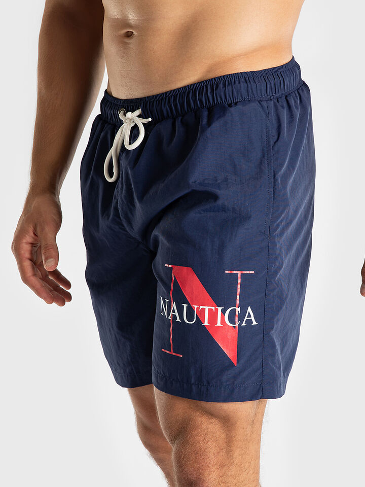 Vintage Logo 6" Swim Shorts, Navy, hi-res image number 3