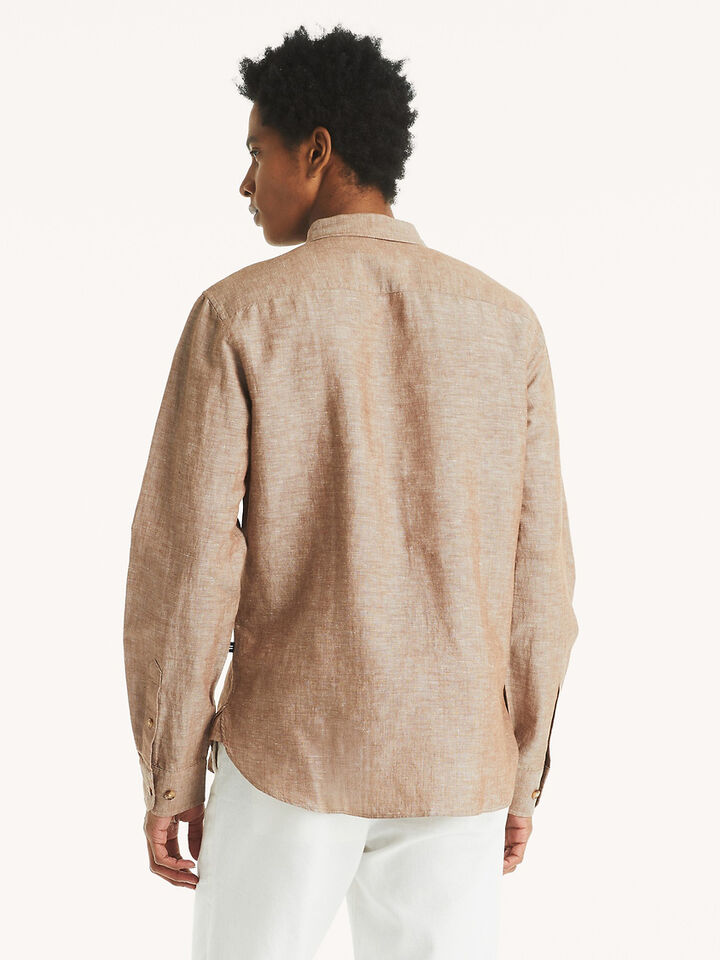 Regular Fit Long Sleeve Linen Shirt