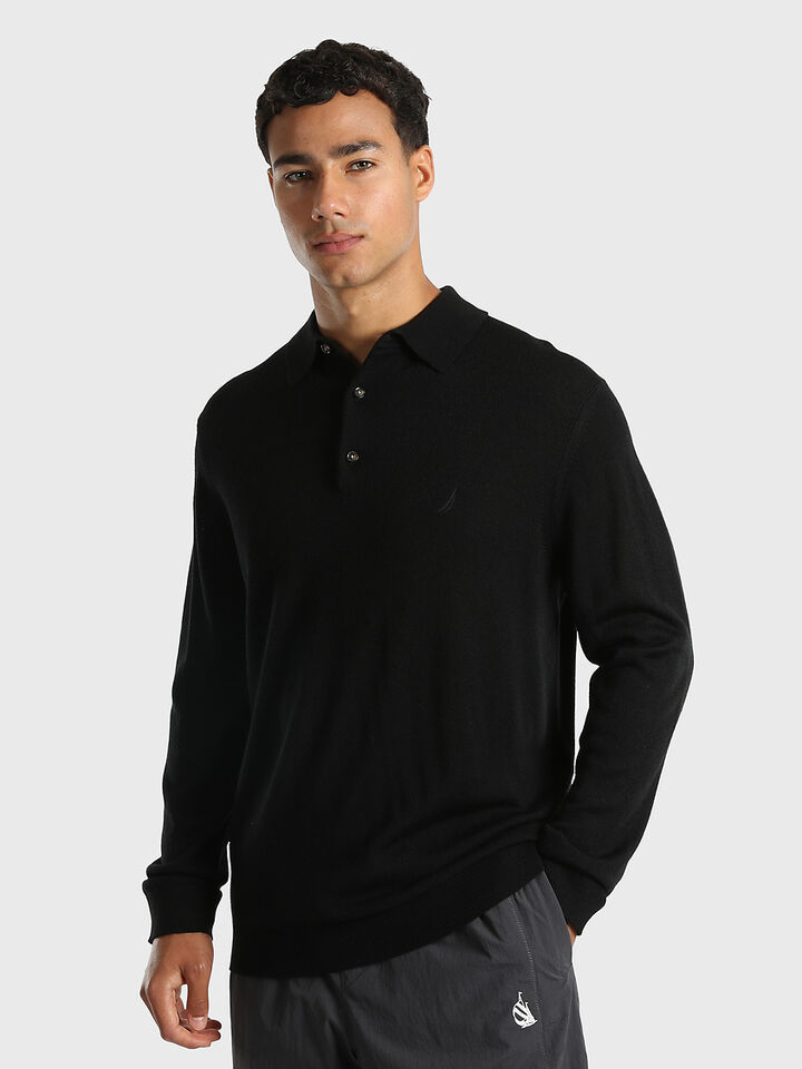 Australian Merino Wool Blend Regular Fit Polo Knit