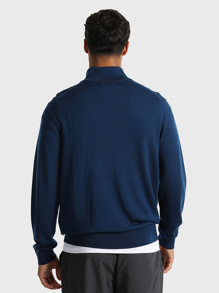Australian Merino Wool Blend &frac14; Zip Regular Fit Sweater, Lapis Blue, hi-res image number 2