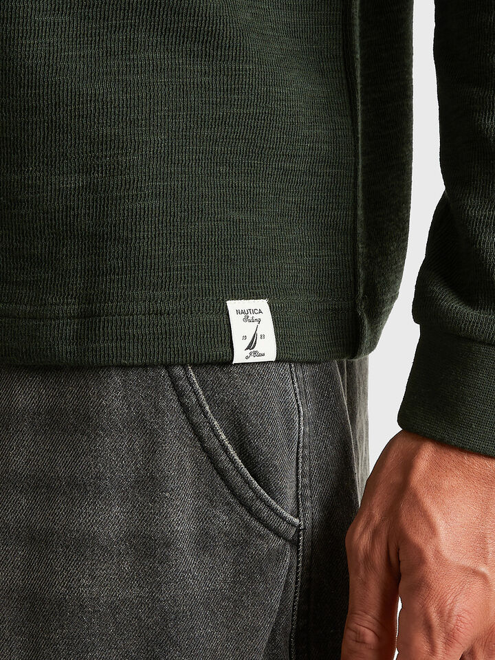 Long Sleeve Shield Embroidered Textured T-shirt, Black, hi-res image number 4