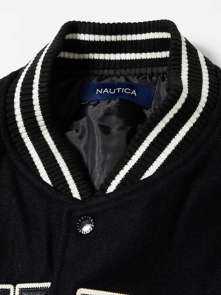 Nautica Japan Stadium Letterman Jacket, Black, hi-res image number 3