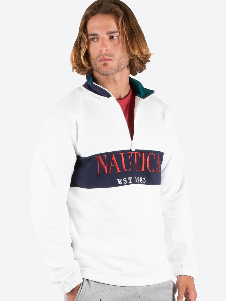 Spinnaker Collection &frac14; Zip Heavyweight Jumper, White, hi-res image number 5