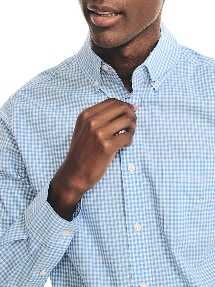 Long Sleeve Navtech Gingham Regular Fit Shirt, French Blue, hi-res image number 3
