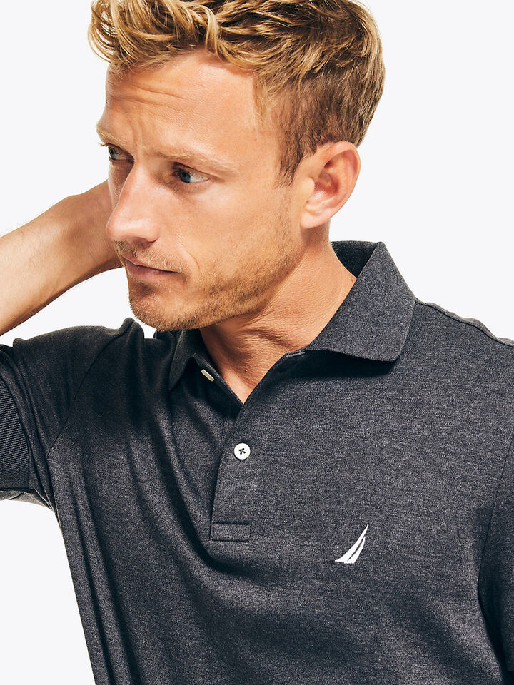 Nautica Essentials Interlock Slim Fit Polo, Charcoal Heather, hi-res image number 4