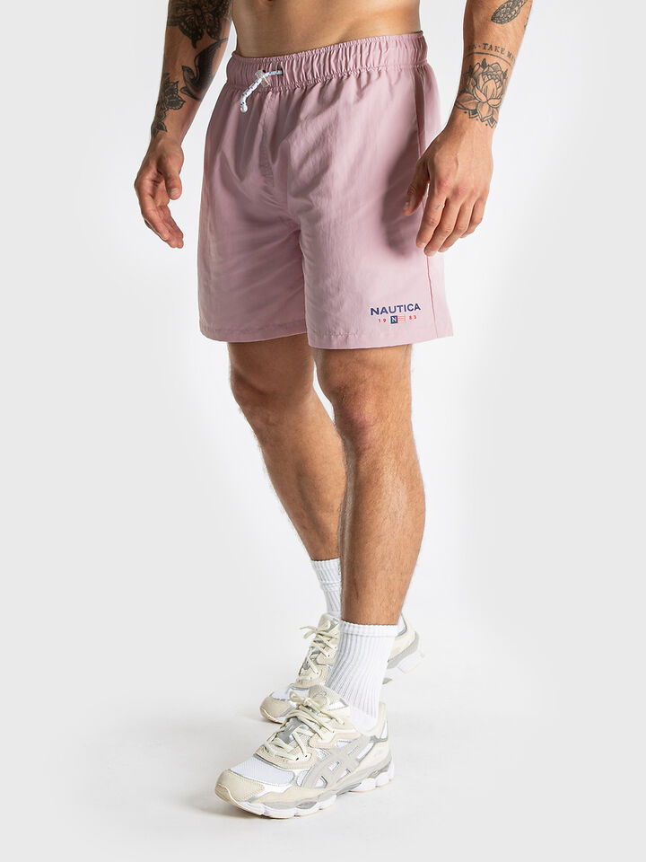 Relaxed Fit 6" Vintage 1983 Flag Swim Short, Cradle Pink, hi-res image number 1