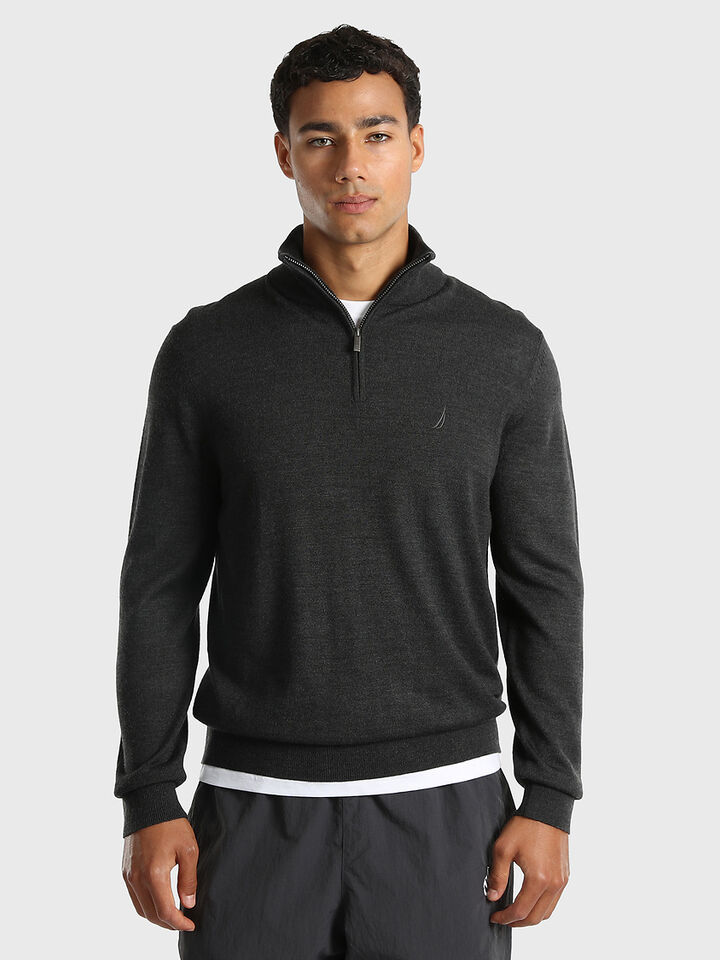 Australian Merino Wool Blend &frac14; Zip Regular Fit Sweater
