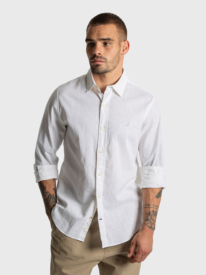 Nautica Essentials Collection Long Sleeve Linen Shirt
