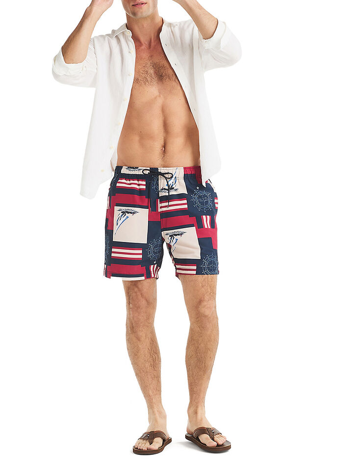 Vintage Sailboat 6" Swim Short, Navy, hi-res image number 3