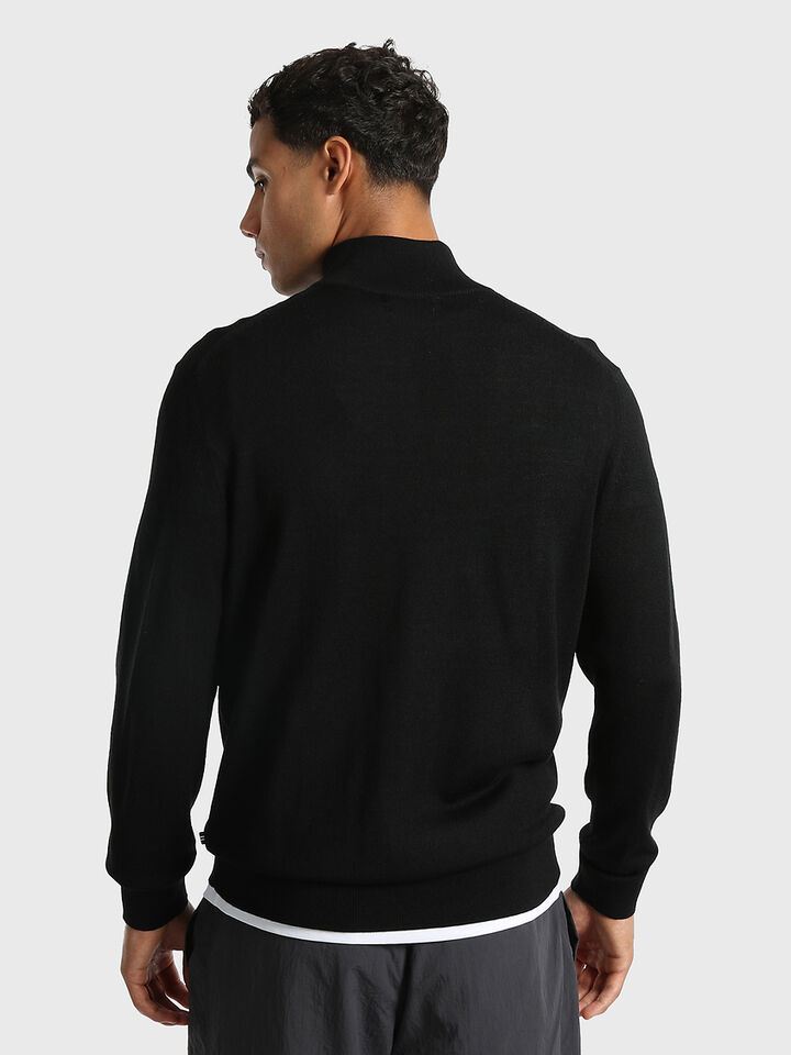 Australian Merino Wool Blend &frac14; Zip Regular Fit Sweater, True Black, hi-res image number 2