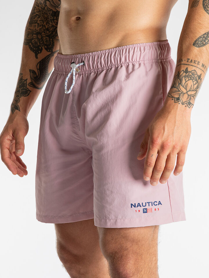 Relaxed Fit 6" Vintage 1983 Flag Swim Short, Cradle Pink, hi-res image number 3