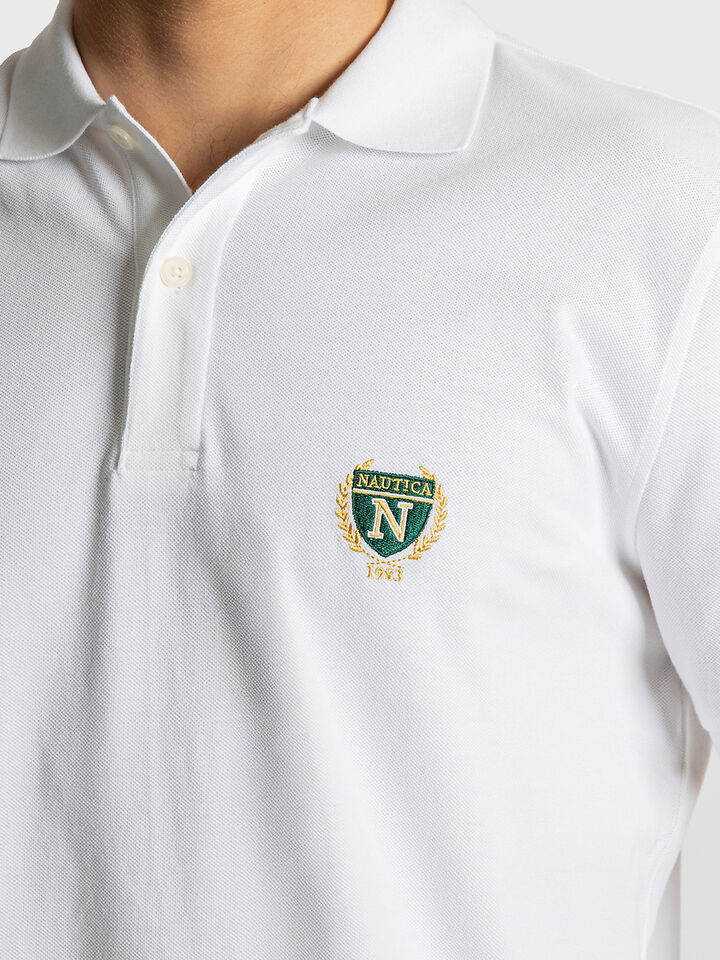 Crest Embroidered Regular Fit Polo, Bright White, hi-res image number 3