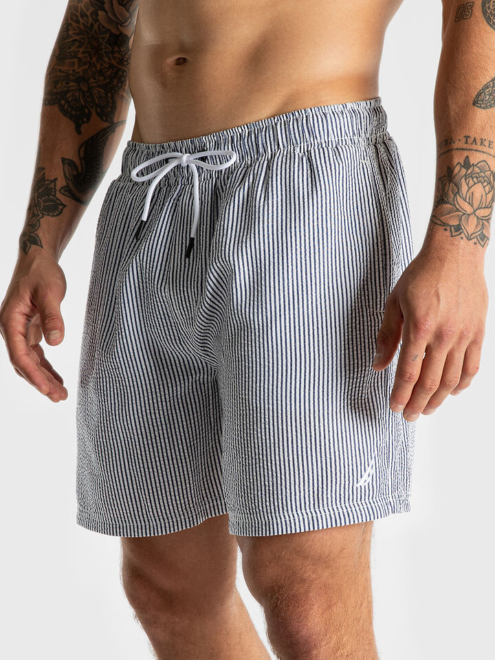 Seersucker Stripe 6" Swim Short, Navy, hi-res image number 3
