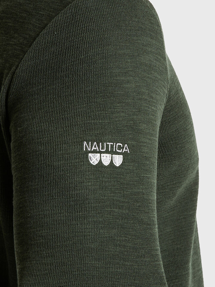 Long Sleeve Shield Embroidered Textured T-shirt, Black, hi-res image number 3