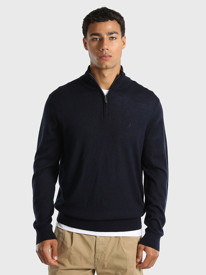 Australian Merino Wool Blend &frac14; Zip Regular Fit Sweater