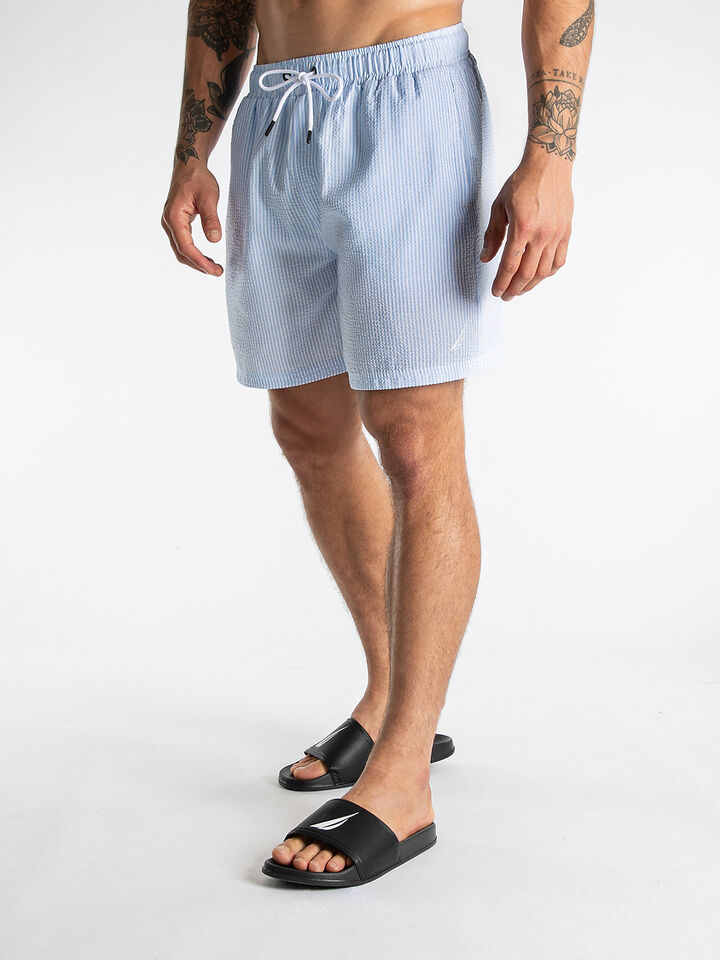 Seersucker Stripe 6" Swim Short, Light Blue, hi-res image number 1