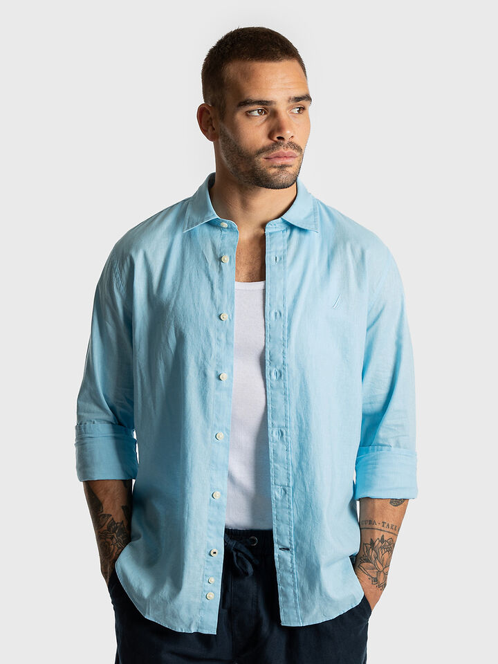 Nautica Essentials Collection Long Sleeve Linen Shirt