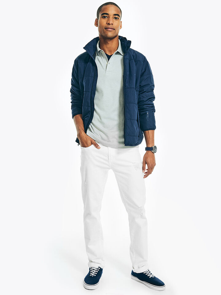 Nautica Essentials Interlock Slim Fit Polo, Grey Heather, hi-res image number 3