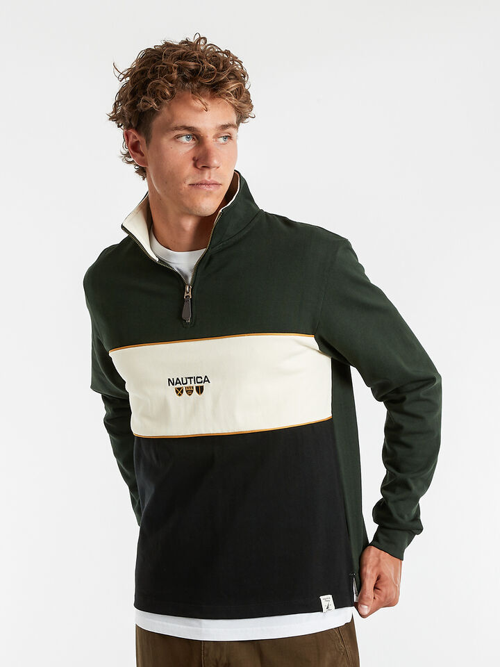 Shield Cut & Sew &frac14; Zip Regular Fit Sweater