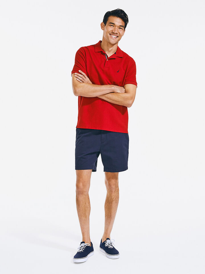 Solid Regular Fit Pique Cotton Polo, Nautica Red, hi-res image number 3