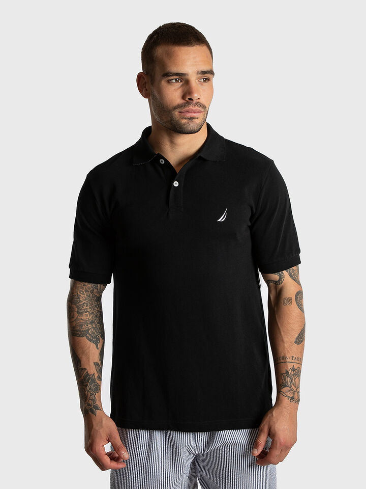 Nautica Essentials Pique Cotton Brent Polo, Black, hi-res image number 1