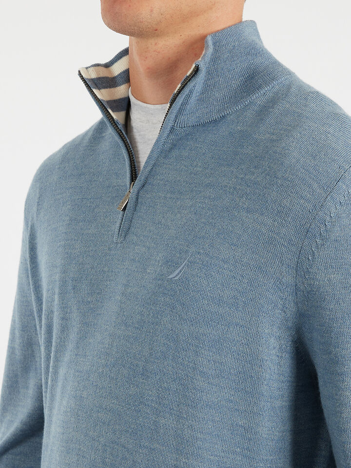 Australian Merino Wool Blend &frac14; Zip Regular Fit Sweater, Deep Anchor, hi-res image number 3
