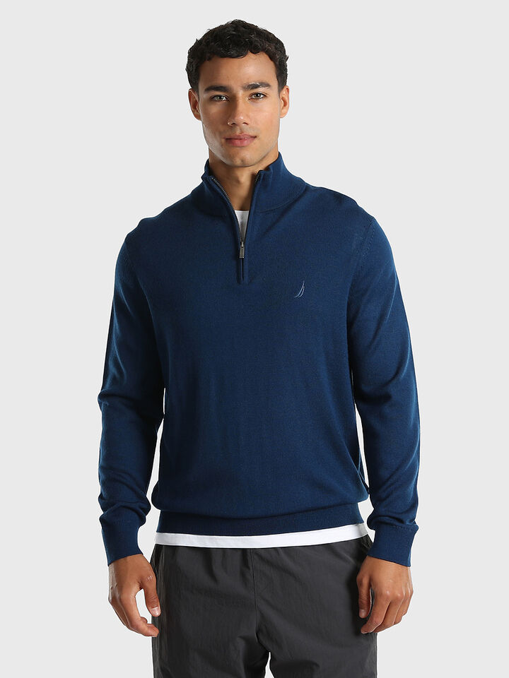 Australian Merino Wool Blend &frac14; Zip Regular Fit Sweater