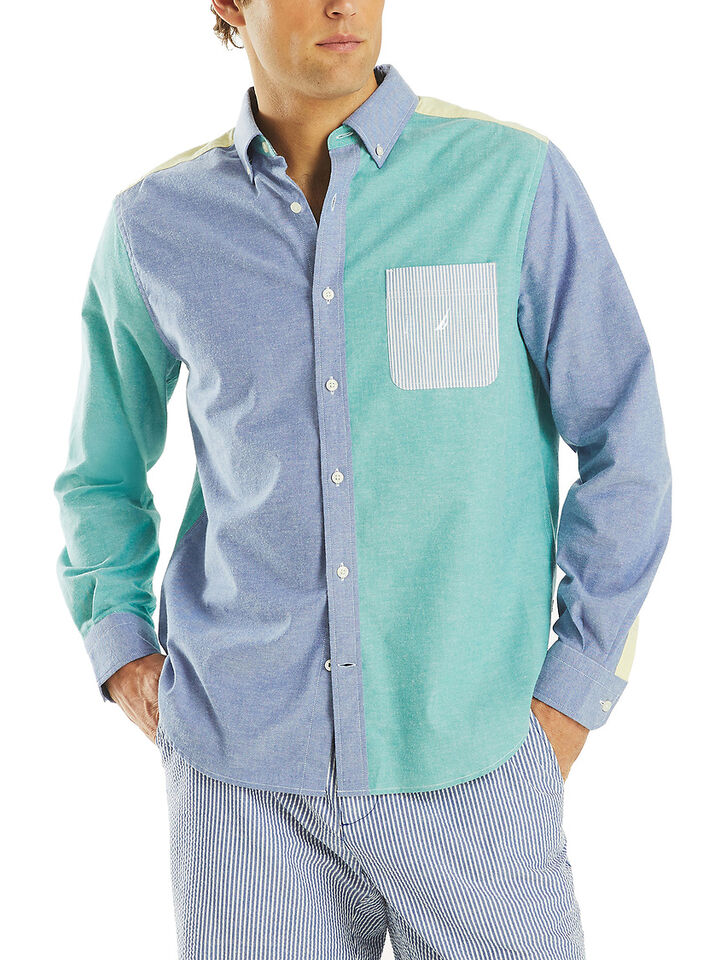 Long Sleeve Regular Fit Multi-Stripe Oxford Shirt