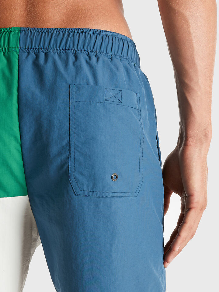 Panel Colour-Block 6" Swim Shorts, Denim Blue, hi-res image number 3