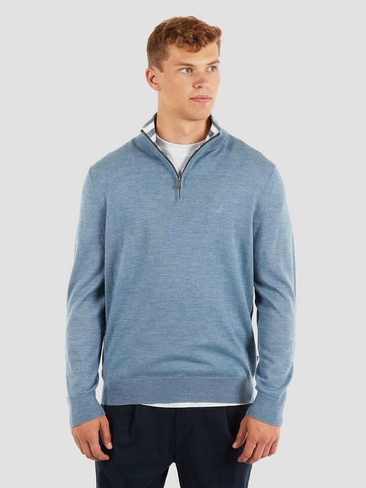 Australian Merino Wool Blend &frac14; Zip Regular Fit Sweater