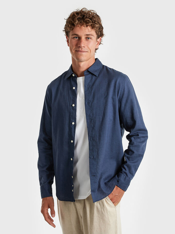 Nautica Essentials Collection Long Sleeve Linen Shirt