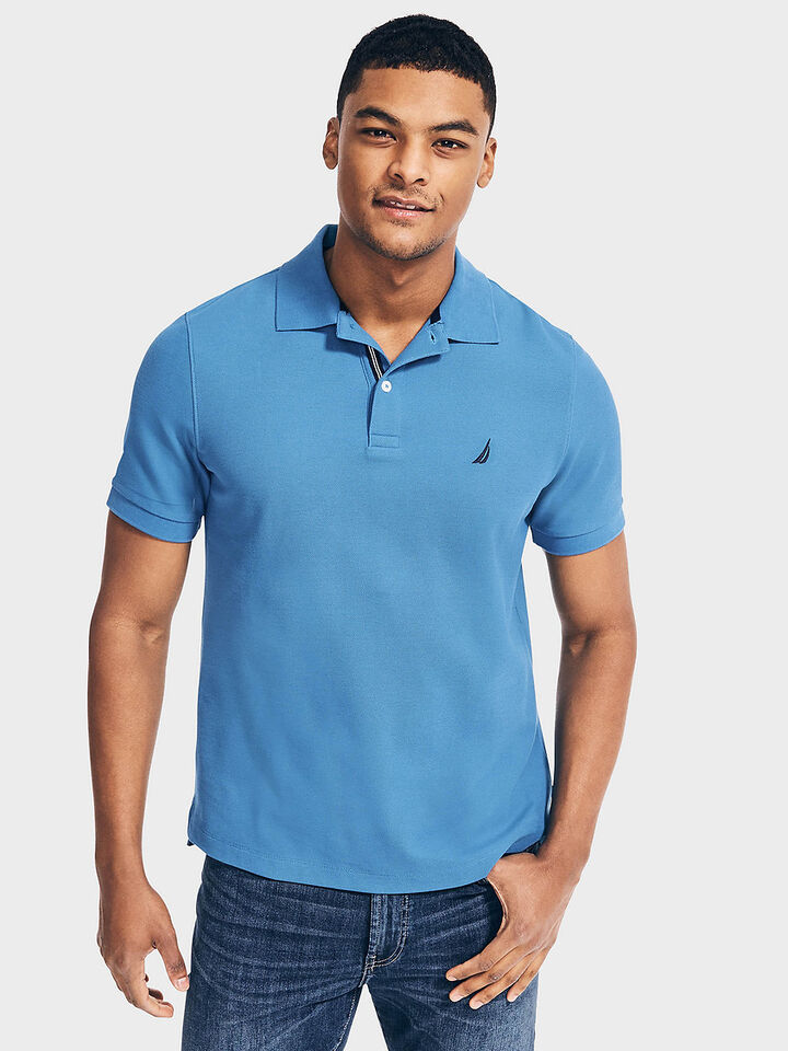 Essentials Regular Fit Pique Polo, Azure Blue, hi-res image number 1