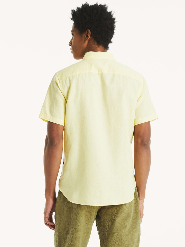 Short Sleeve Regular Fit Linen Shirt, Corn, hi-res image number 2