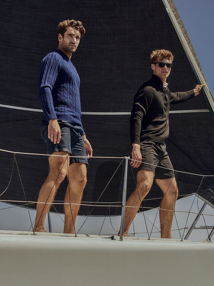 Merino Wool Cable Knit Sweater, Lapis Blue, hi-res image number 4