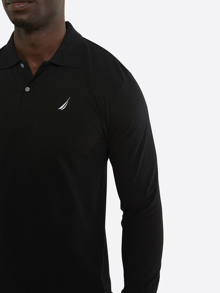 Nautica Essentials Collection Heavyweight Rugby Polo, Black, hi-res image number 3