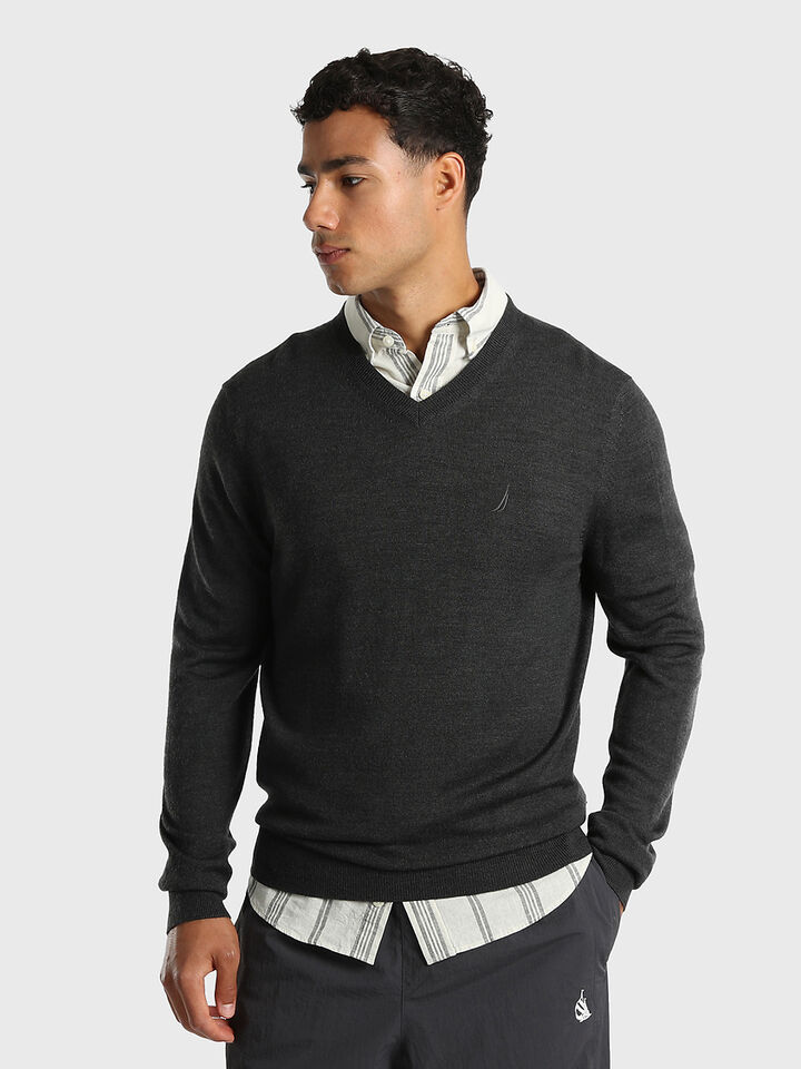 Australian Merino Wool Blend V-Neck Regular Fit Sweater