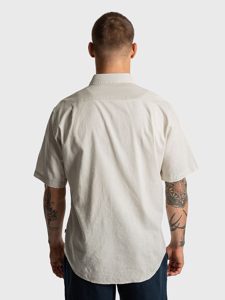 Short Sleeve Relaxed Fit Linen Blend Shirt