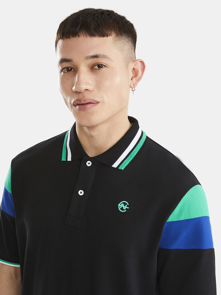 Nautica Competition Pierre Pique Cotton Polo, Black, hi-res image number 4