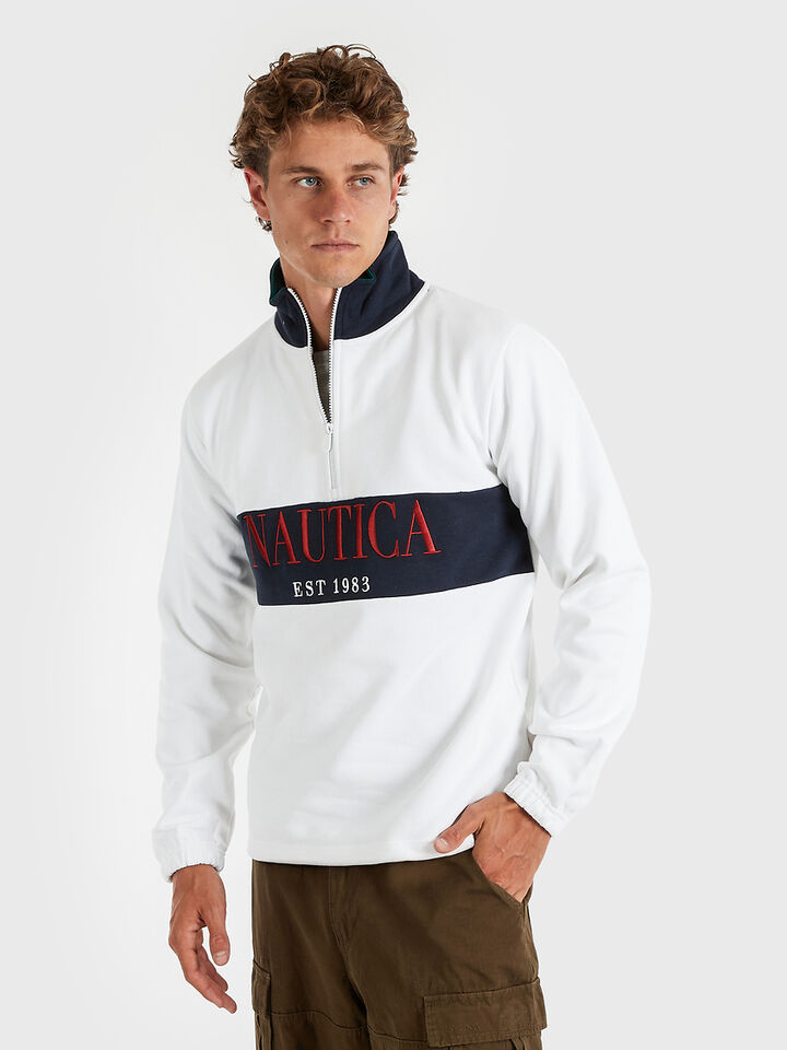 Spinnaker Collection &frac14; Zip Heavyweight Jumper, White, hi-res image number 1
