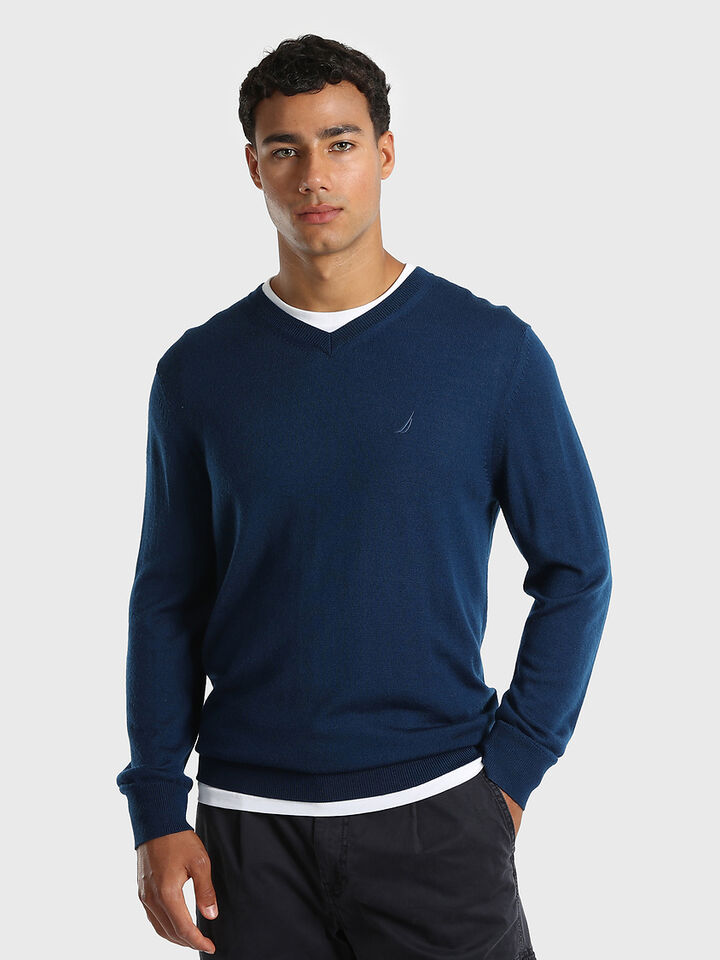 Australian Merino Wool Blend V-Neck Regular Fit Sweater