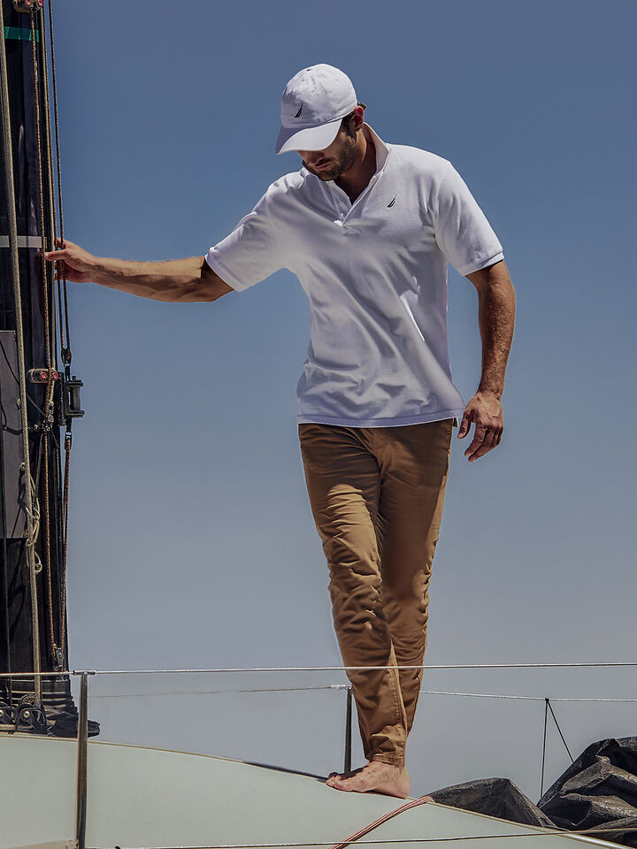 Nautica Essentials Pique Cotton Brent Polo, White, hi-res image number 6